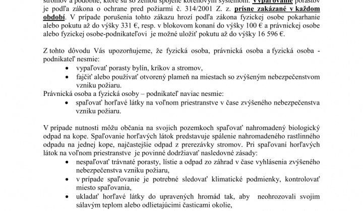 4. fotografia fotogalérie Aktuality / Informácia pre občanov Obce Lubeník:  Preventívne opatrenia na zníženie požiarovosti súvisiacej s vypaľovaním suchých trávnatých porastov - foto