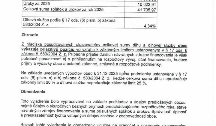 2. fotografia fotogalérie Aktuality / Kompletný dokument z vypracovaného posúdenia od spoločnosti GemerAudit -výpočet dlhu obce k 31.12.2025. - foto