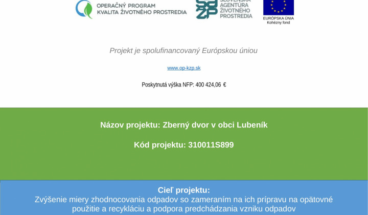 Fotka - Zberný dvor v obci Lubeník  